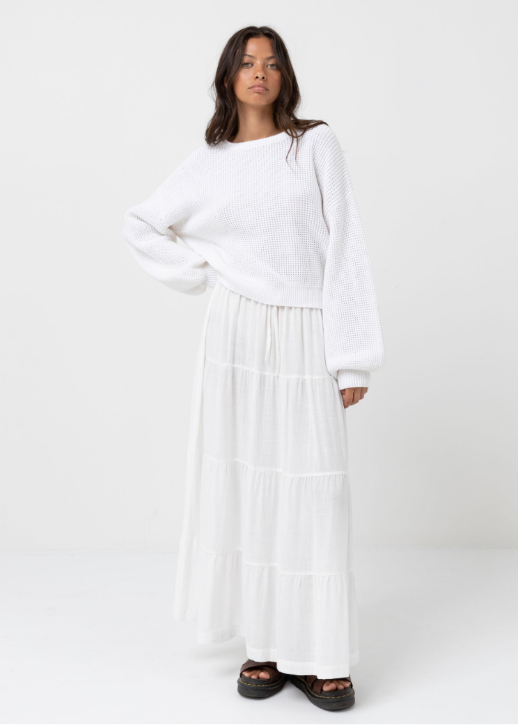 Rhythm Classic Knit Sweater in White