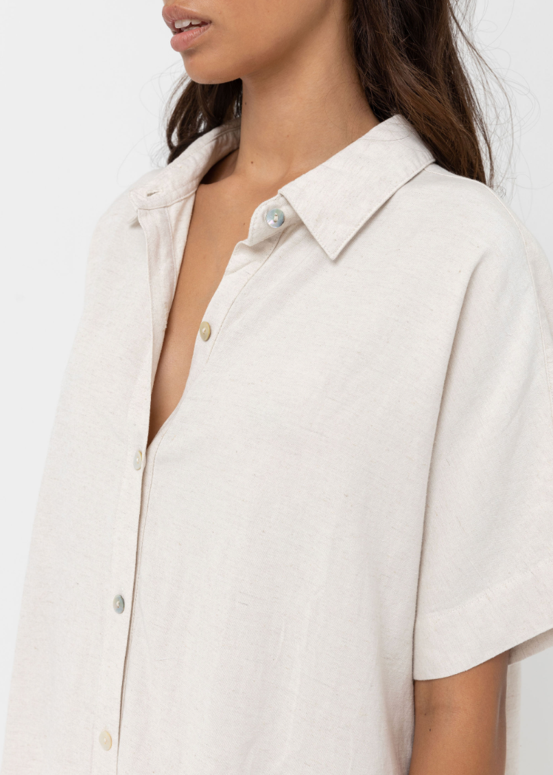 Rhythm Classic Shirt Dress in Oatmeal
