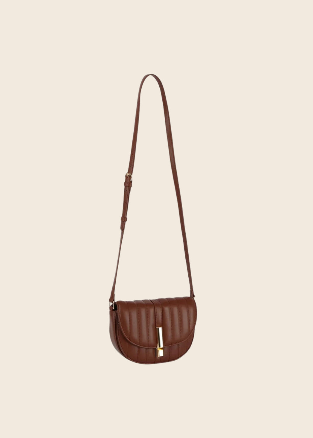 Quinn Quilted Front Flap Crossbody Bag in Brown