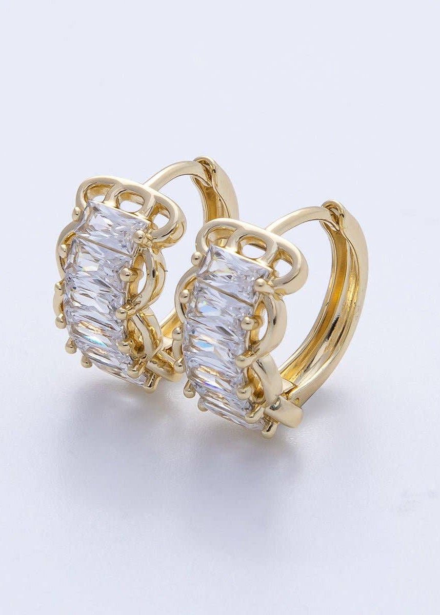 Baguette Rounded Huggie Earrings