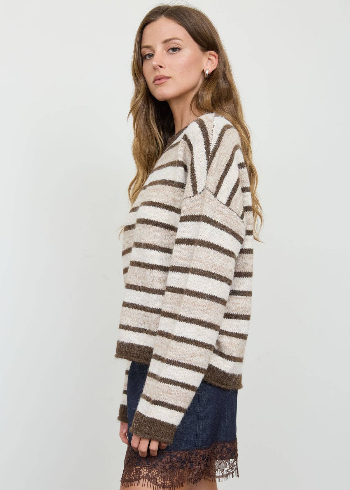 Auden Striped Sweater in Brown