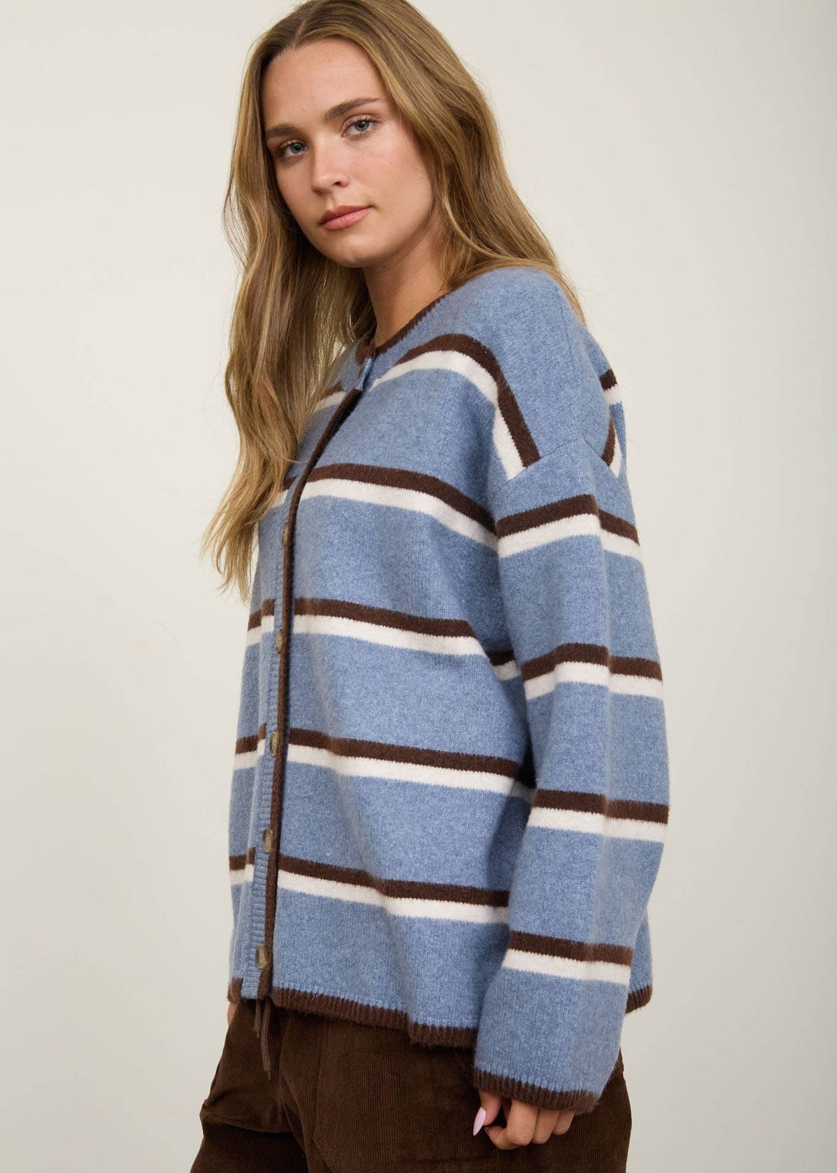 Sierra Striped Button-down Cardigan