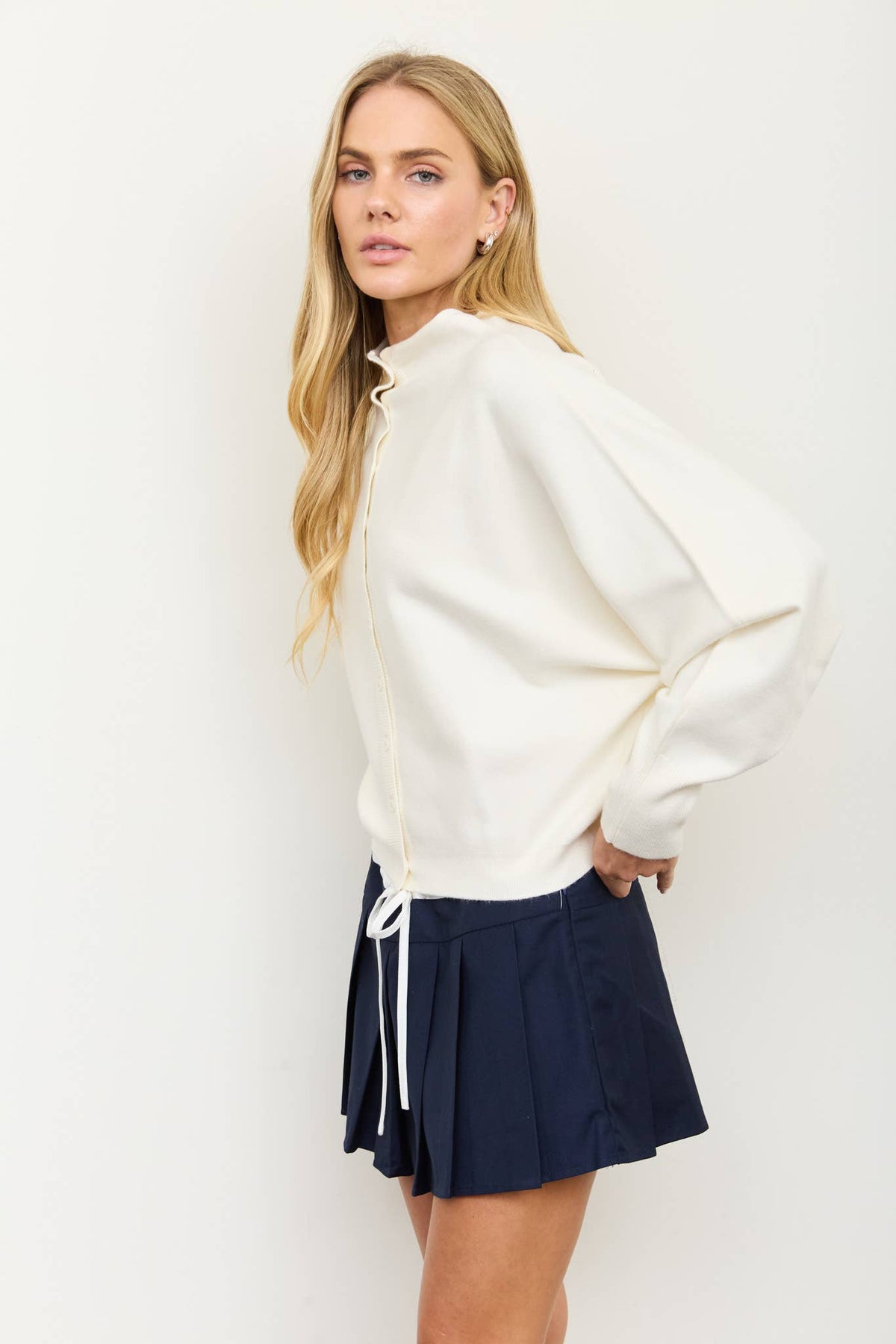 Grace Boat-Neck Button-Down Cardigan