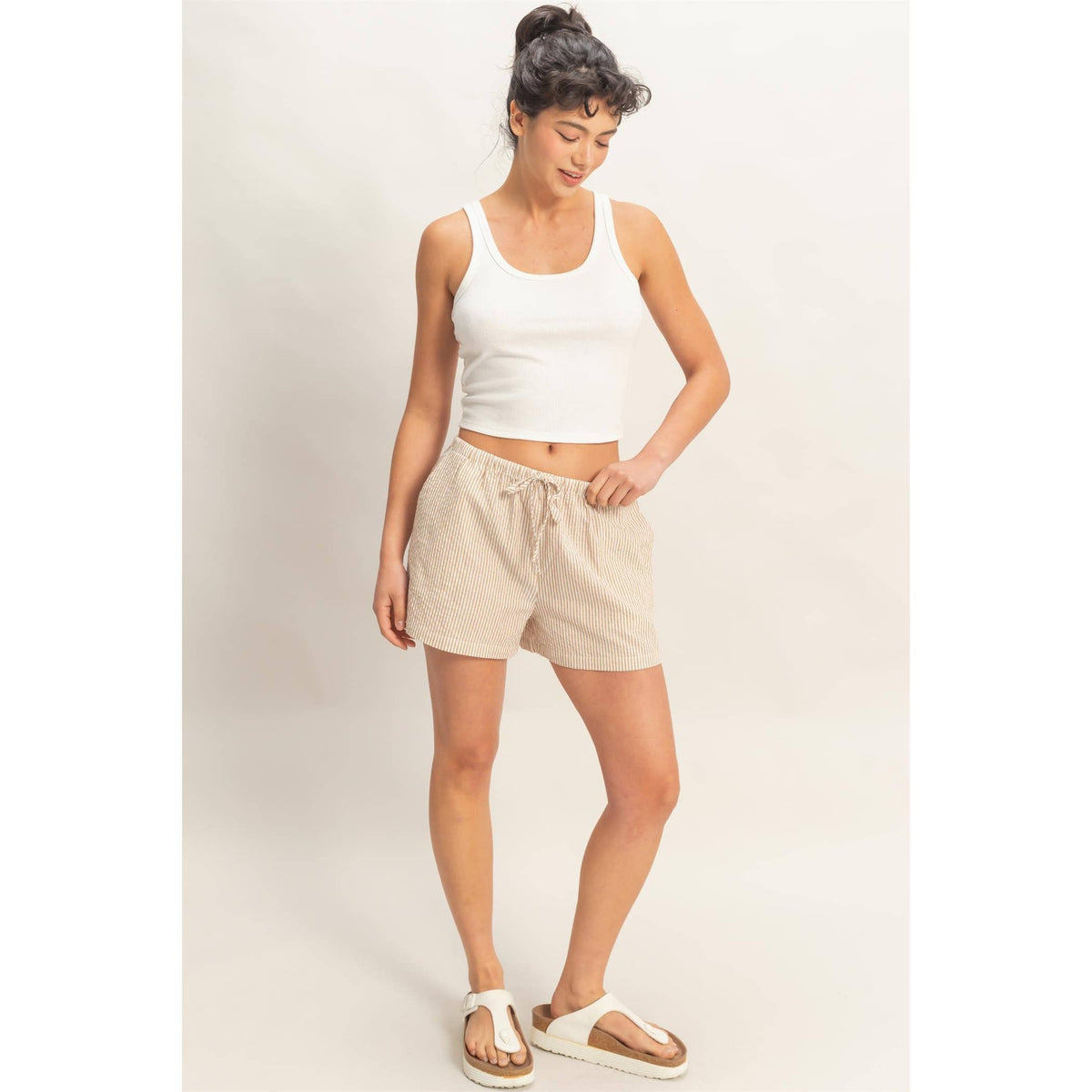 Emmy Striped Drawstring Waist Shorts