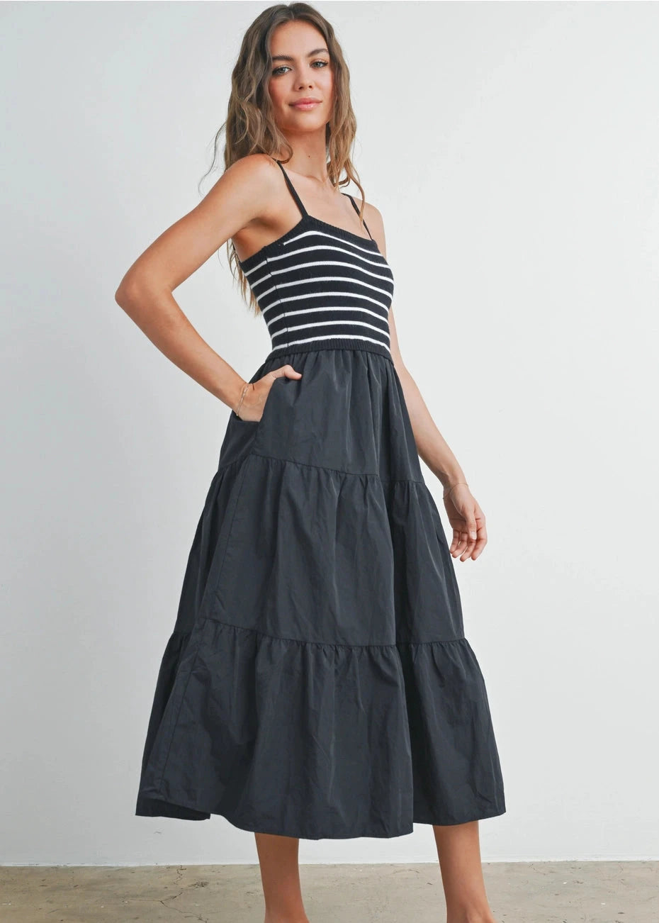 Sofie Striped Knit Tiered Maxi Dress