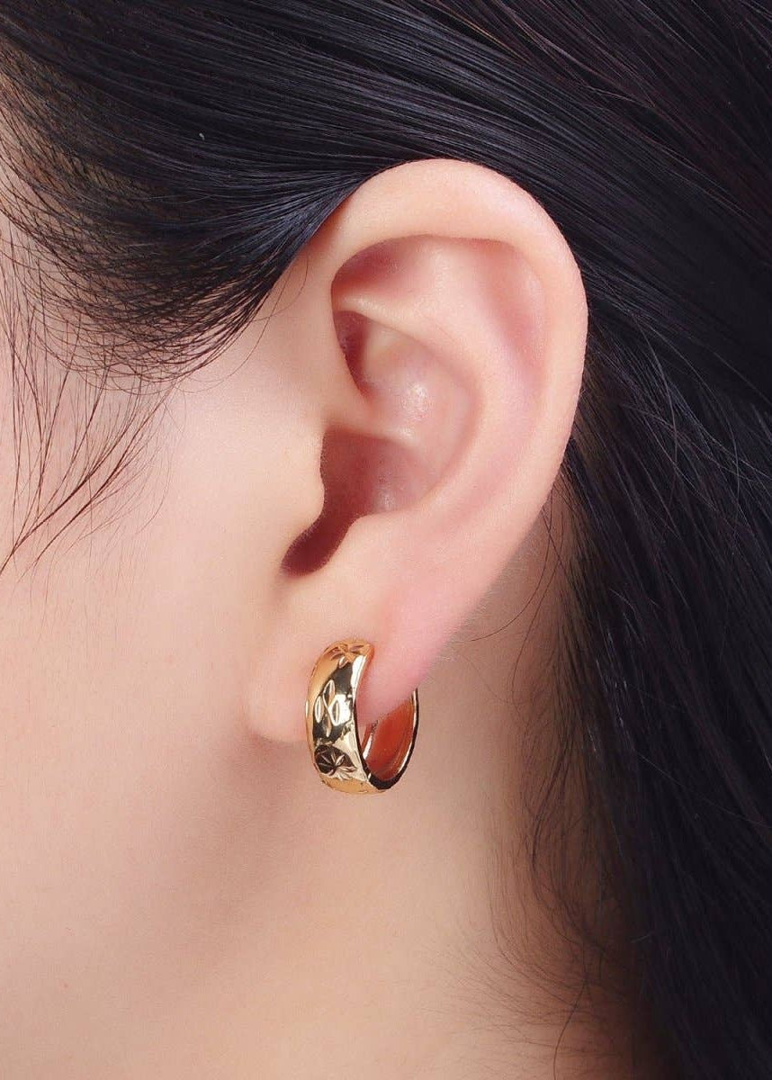 Textured Small Huggie Hoop Earrings 14K Gold Filled