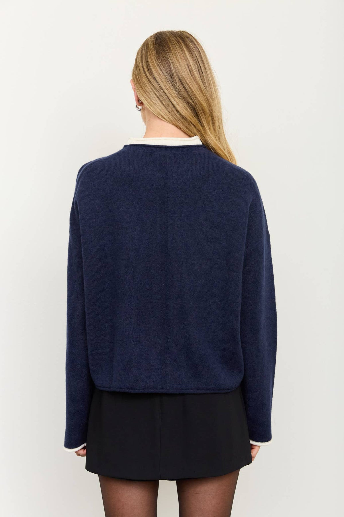 Clare Contrast Rolled Edge Cozy Sweater- Multiple Colors