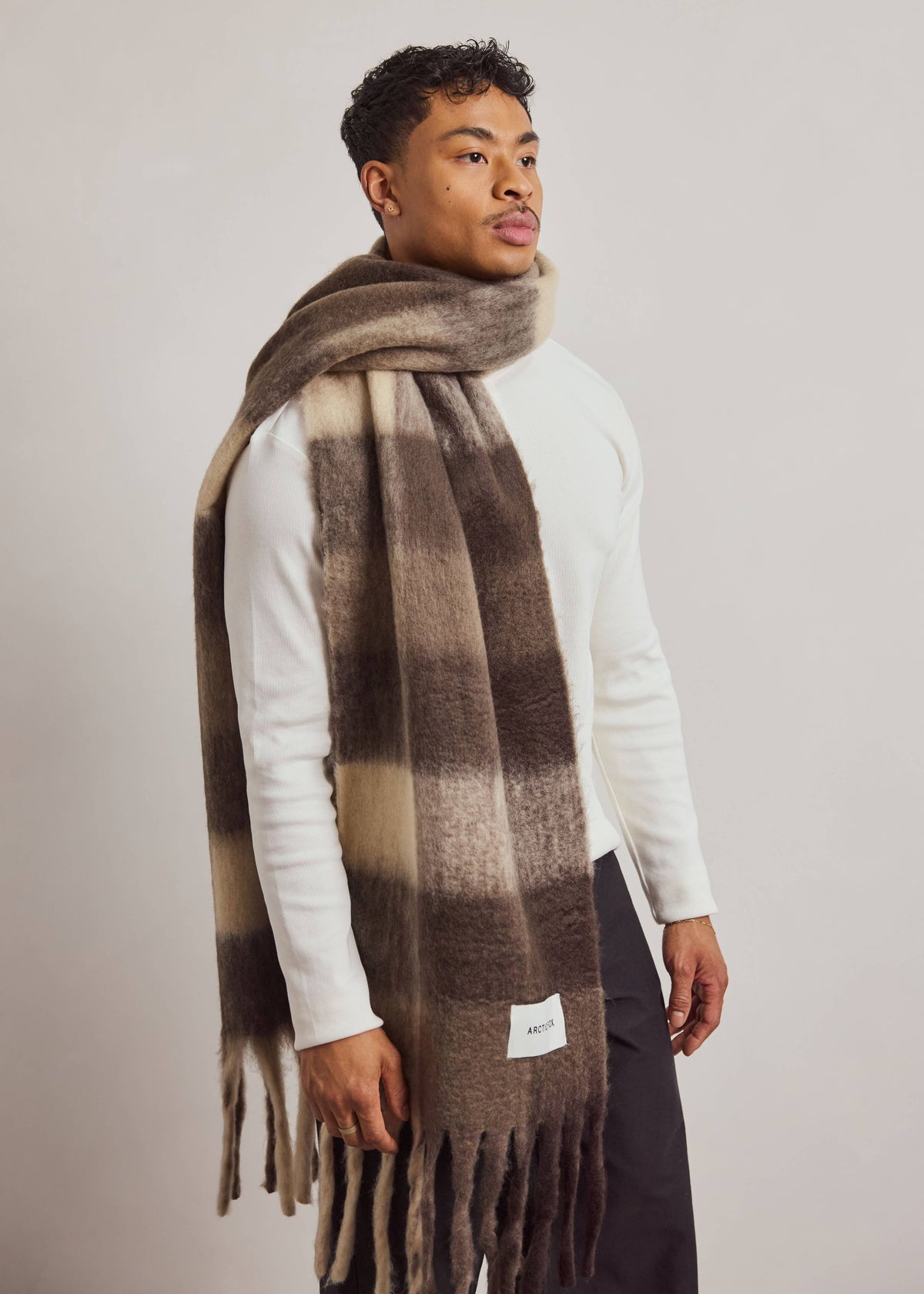 Arctic Fox  Reykjavik Scarf in Brown Check