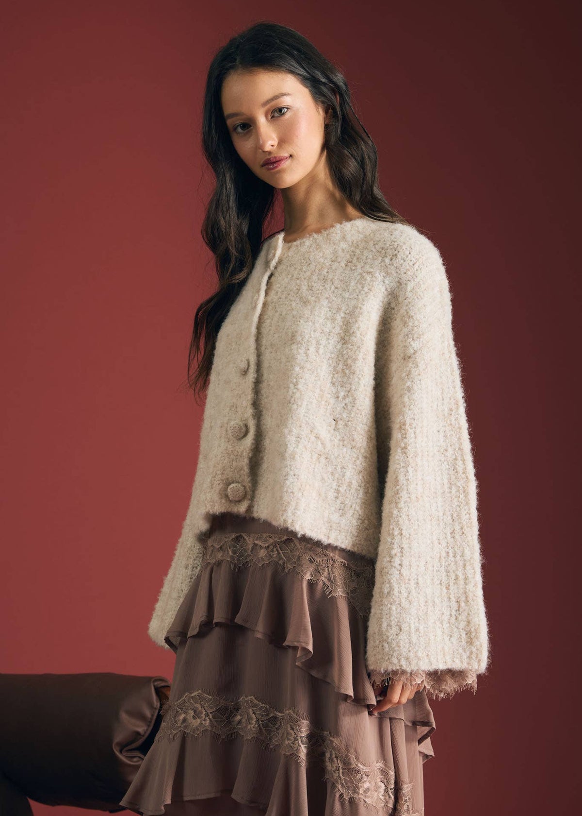 Sandy Fuzzy Knit Boxy Cardigan