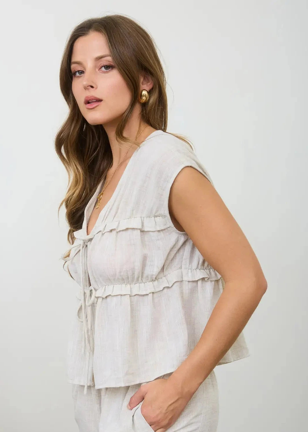 Ramsey Front Tie Short Sleeve Top