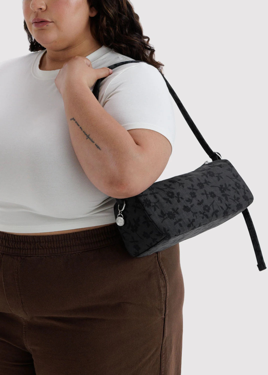 Baggu Nylon Loaf Bag in Charcoal Ditsy Floral