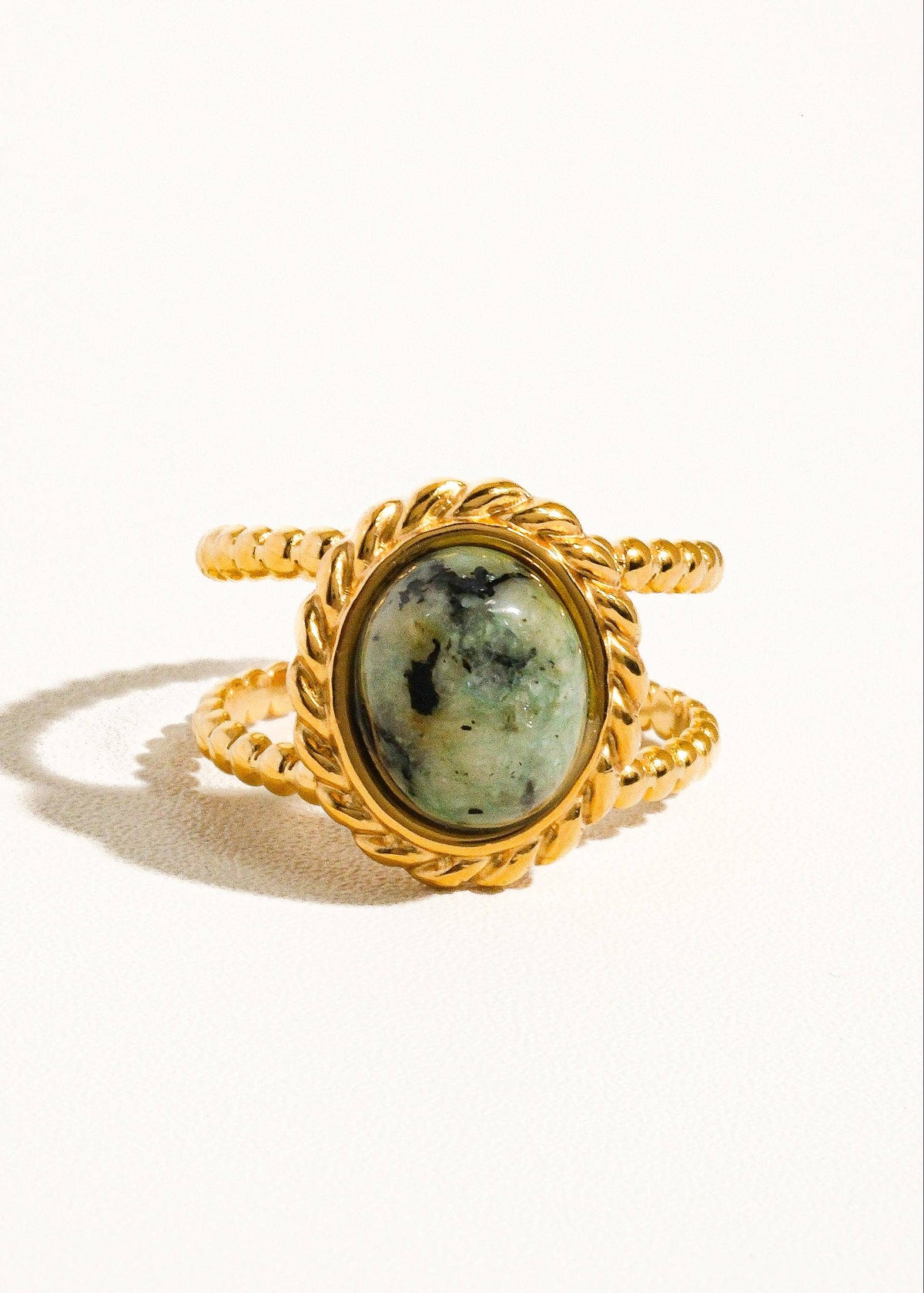 Mica 18K Gold Non-Tarnish Stone Adjustable Ring