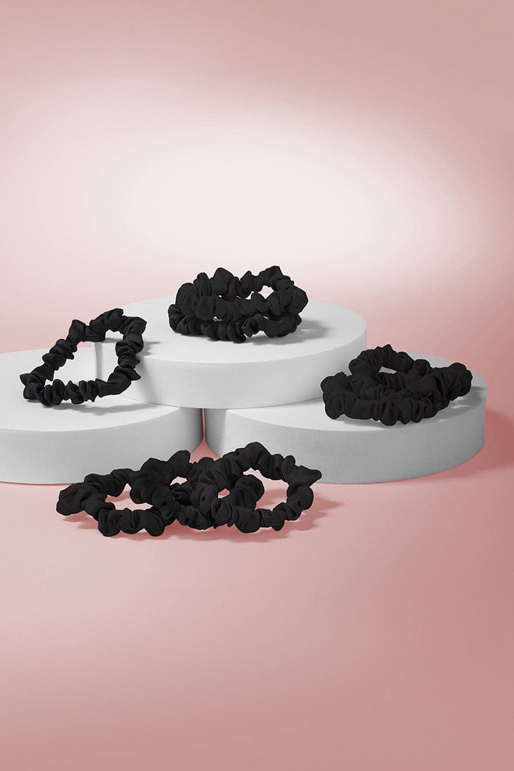 Skinny Satin Scrunchies Set in Black