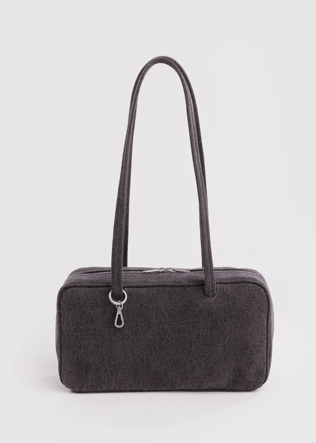 Baggu Small Denim Bowler Bag in Washed Black Denim