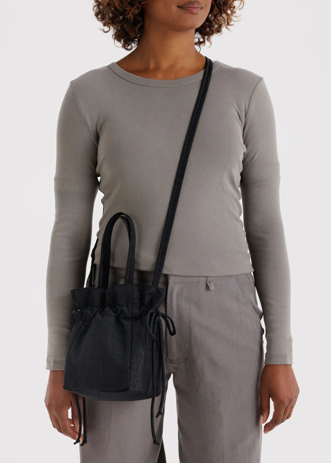 Baggu Nylon Drawstring Bag in Black