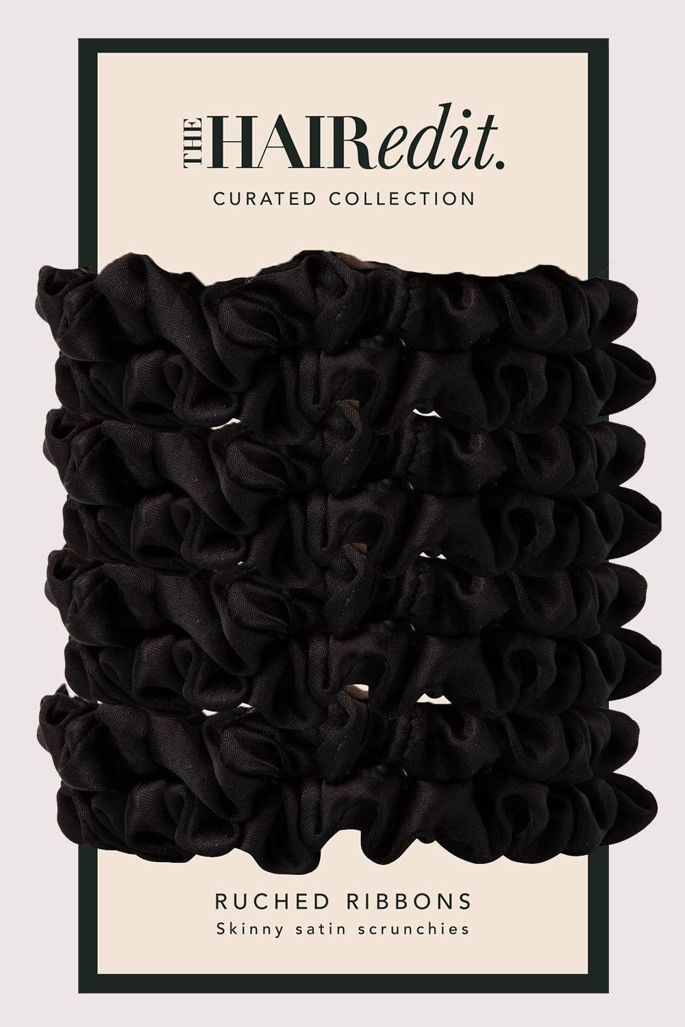 Skinny Satin Scrunchies Set in Black