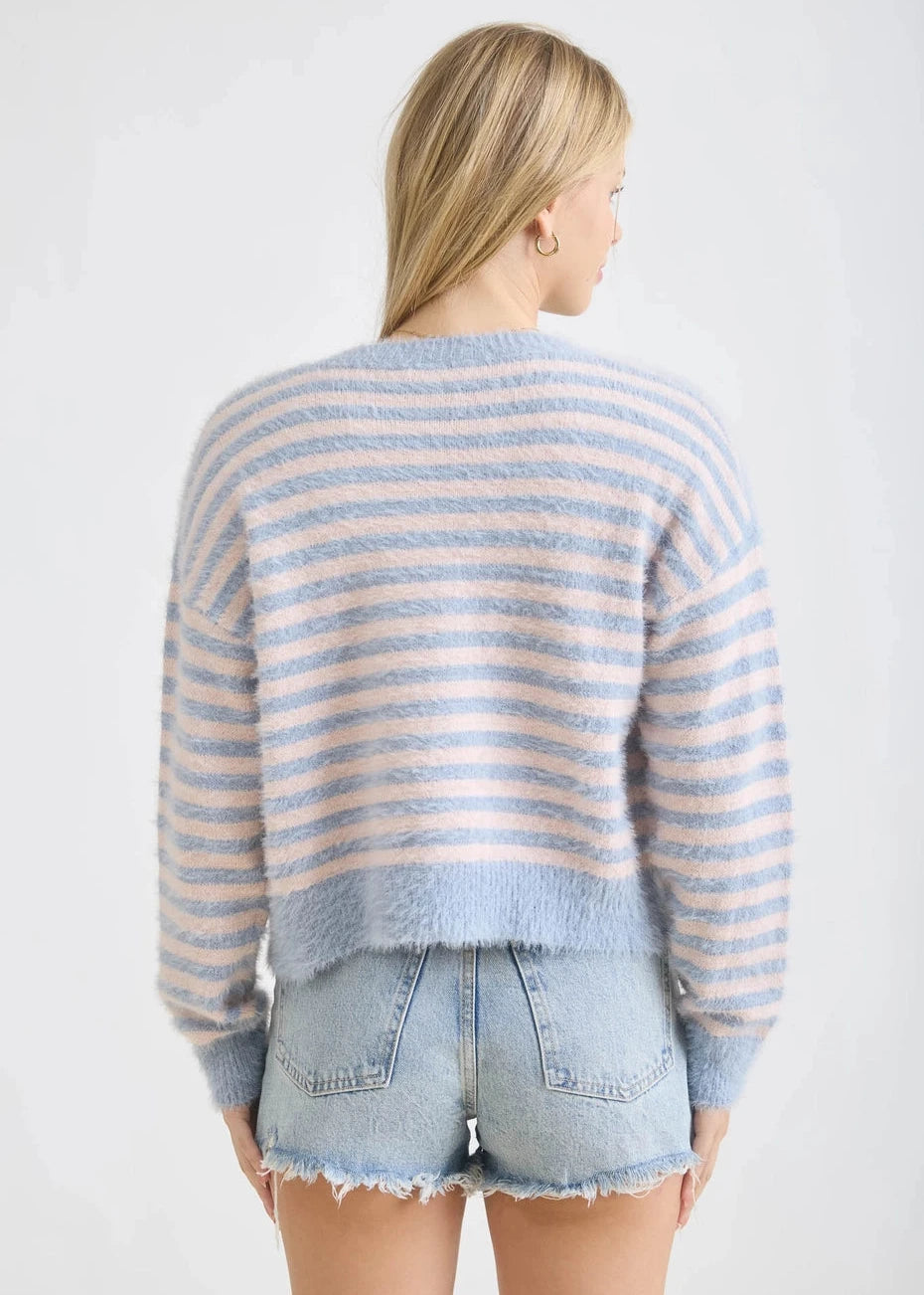 Mia Fuzzy Pastel Striped Spring Cardigan