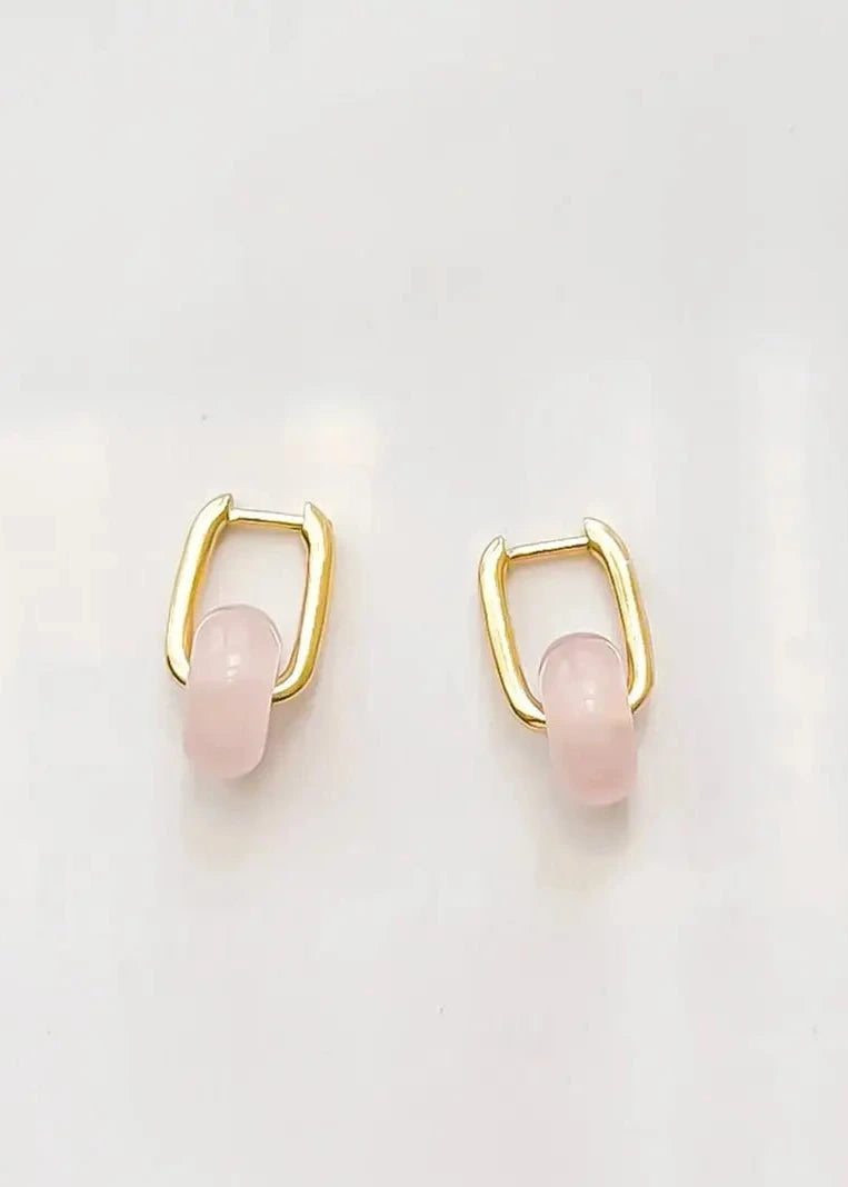 Natalie Clare Rose Quartz Hoops