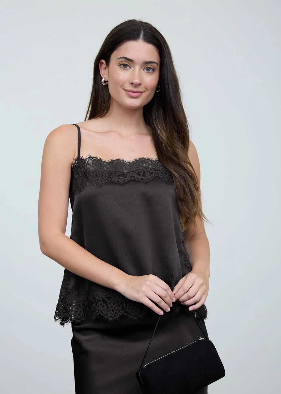 Stassi Satin Lace Tank Top