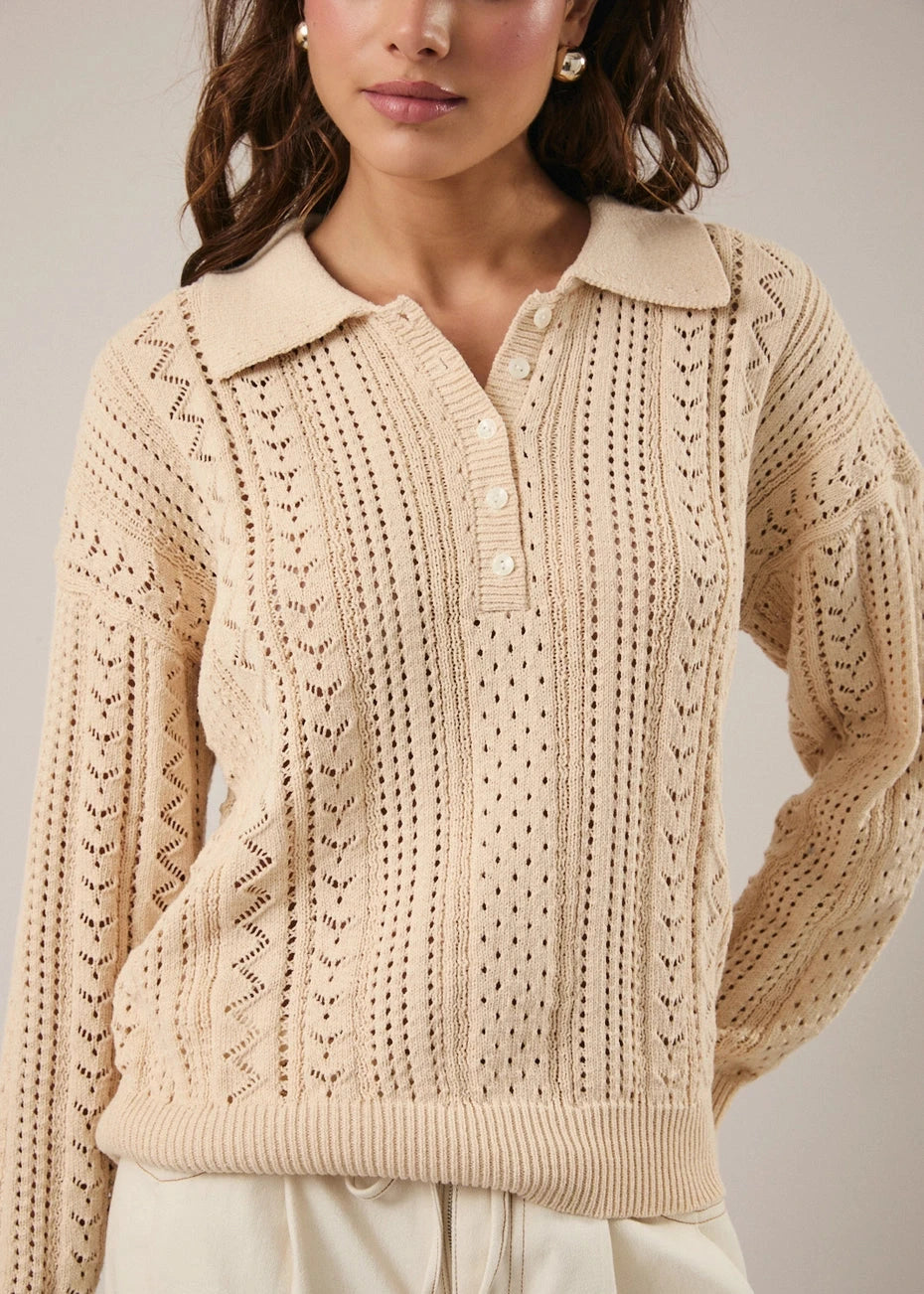 Alivia Collared Long Sleeve Sweater Top