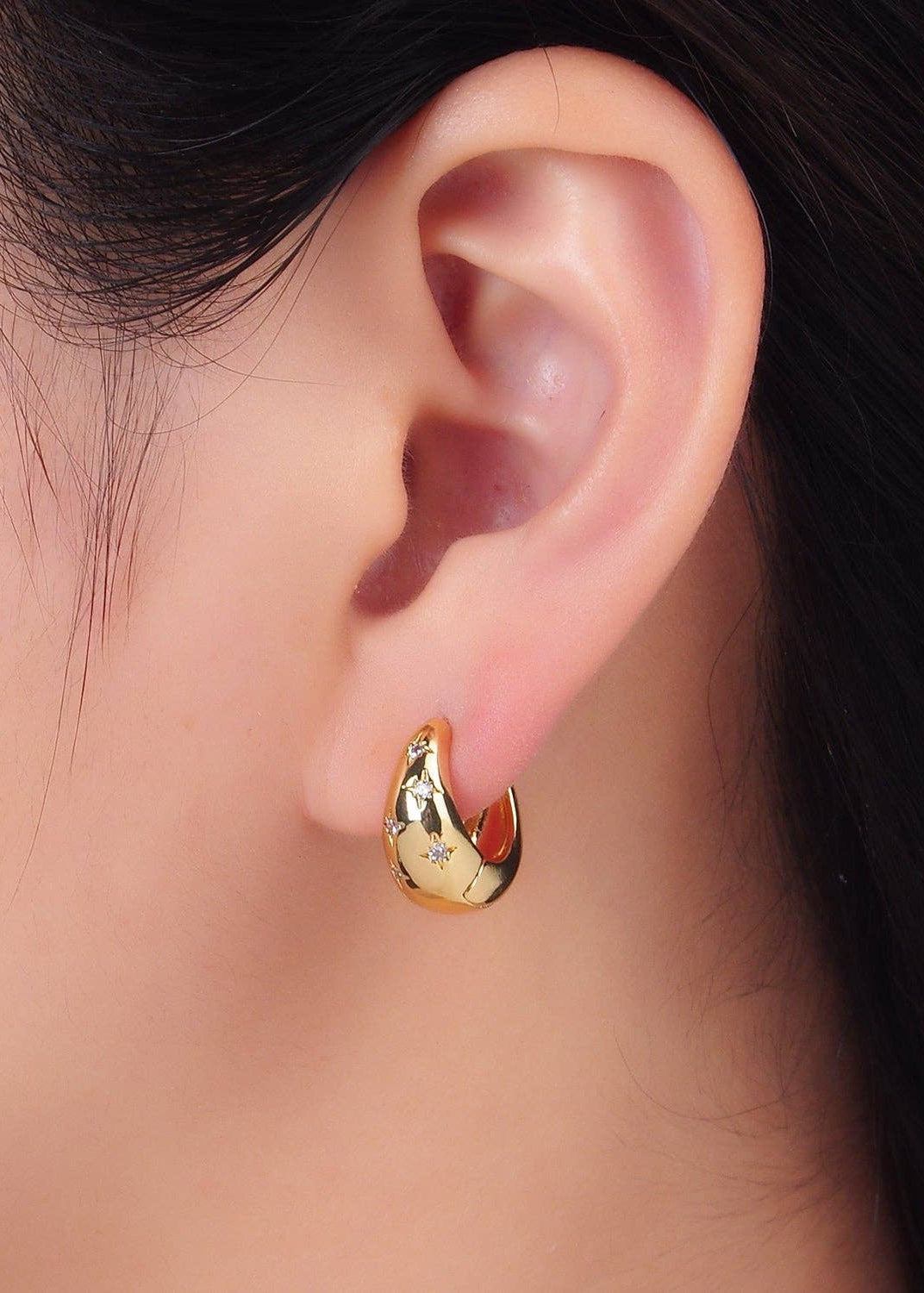 Celestial North Star Gold Filled Huggie Earrings
