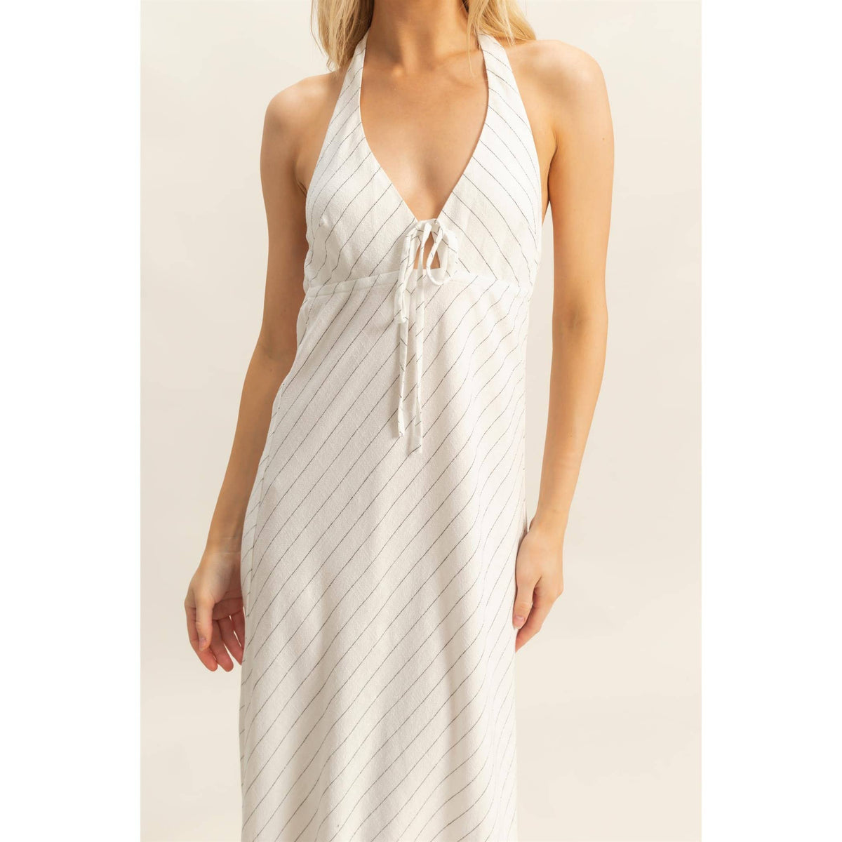 Olivia Striped Halter Neck Linen Maxi Dress
