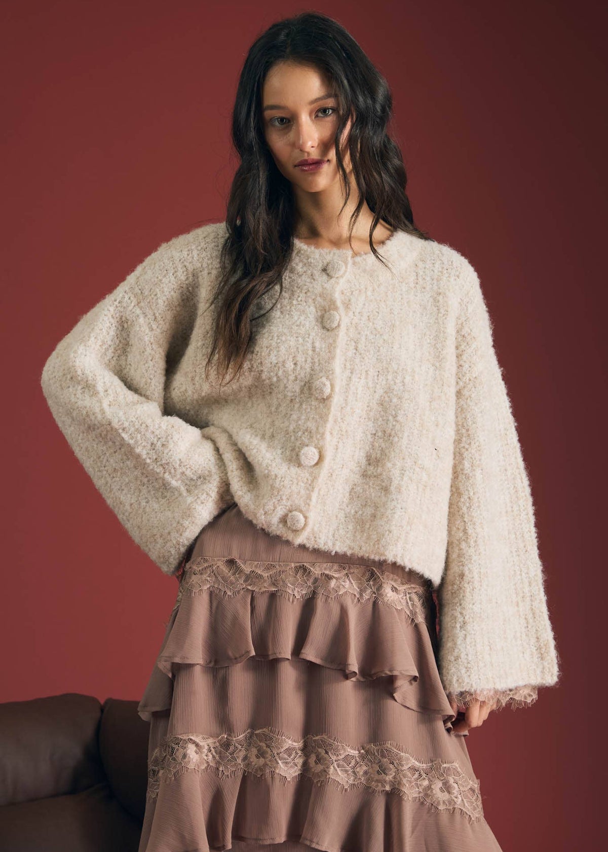 Sandy Fuzzy Knit Boxy Cardigan