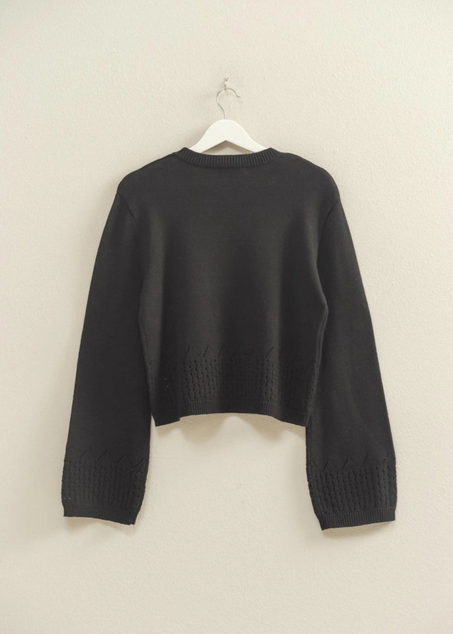 Juliet Eyelet Detailed Sweater in Black
