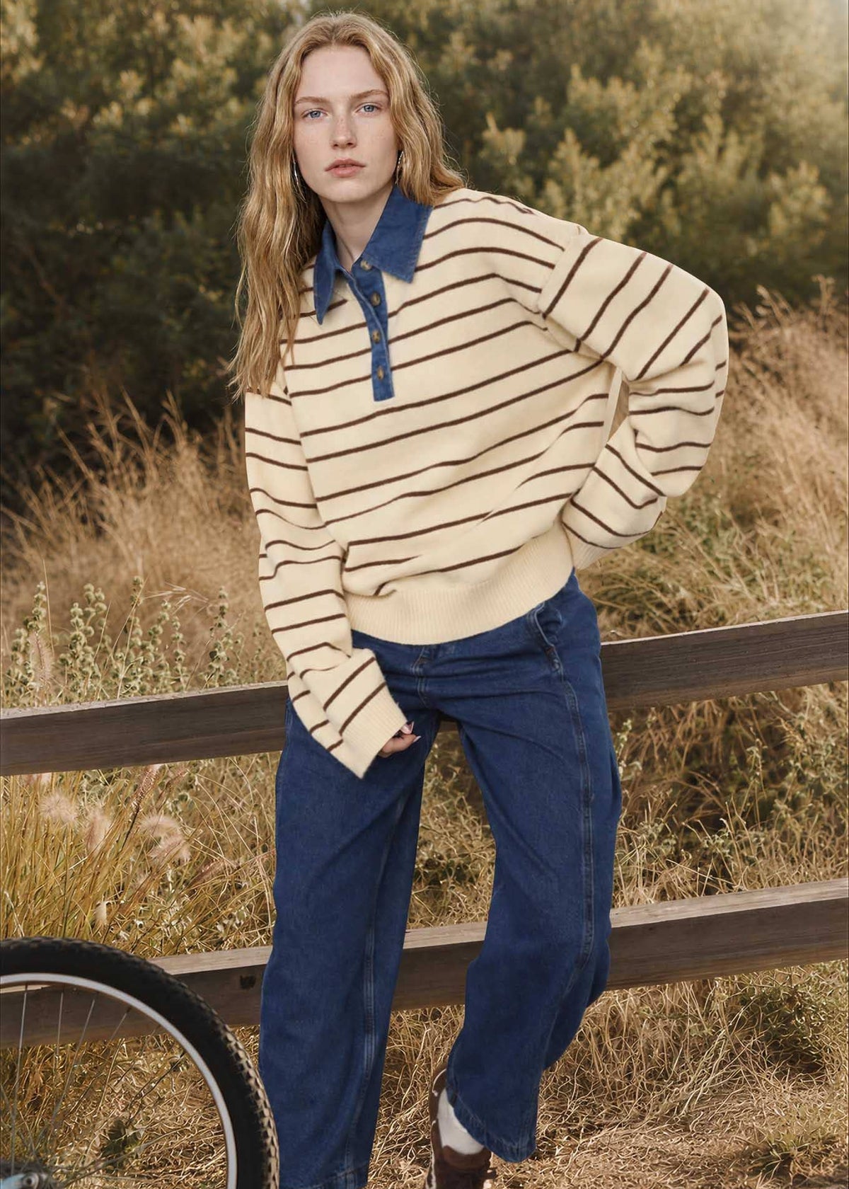 Dara Denim Contrast Sweater Top