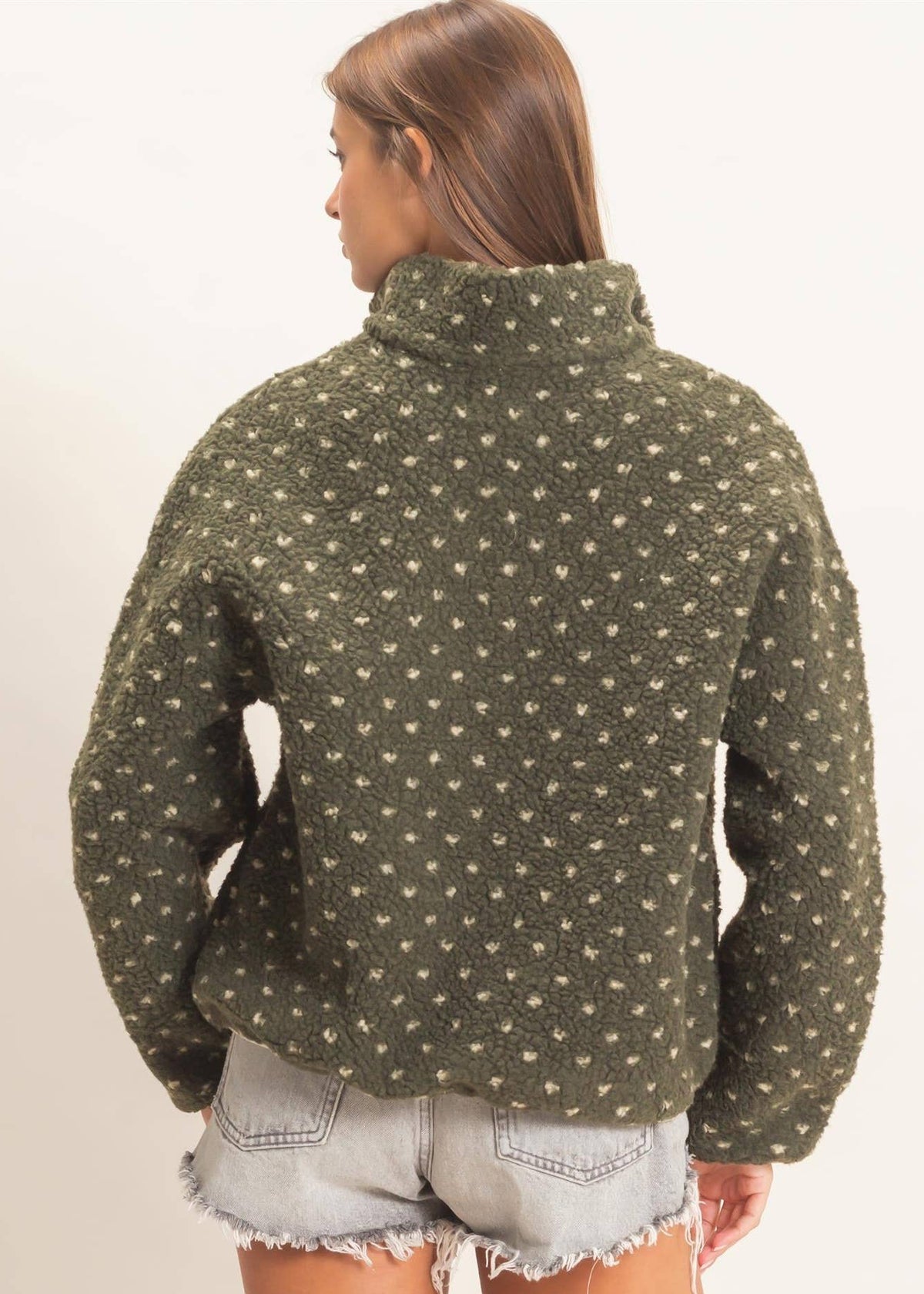 Polka Dot Sherpa Half-Zip Pullover