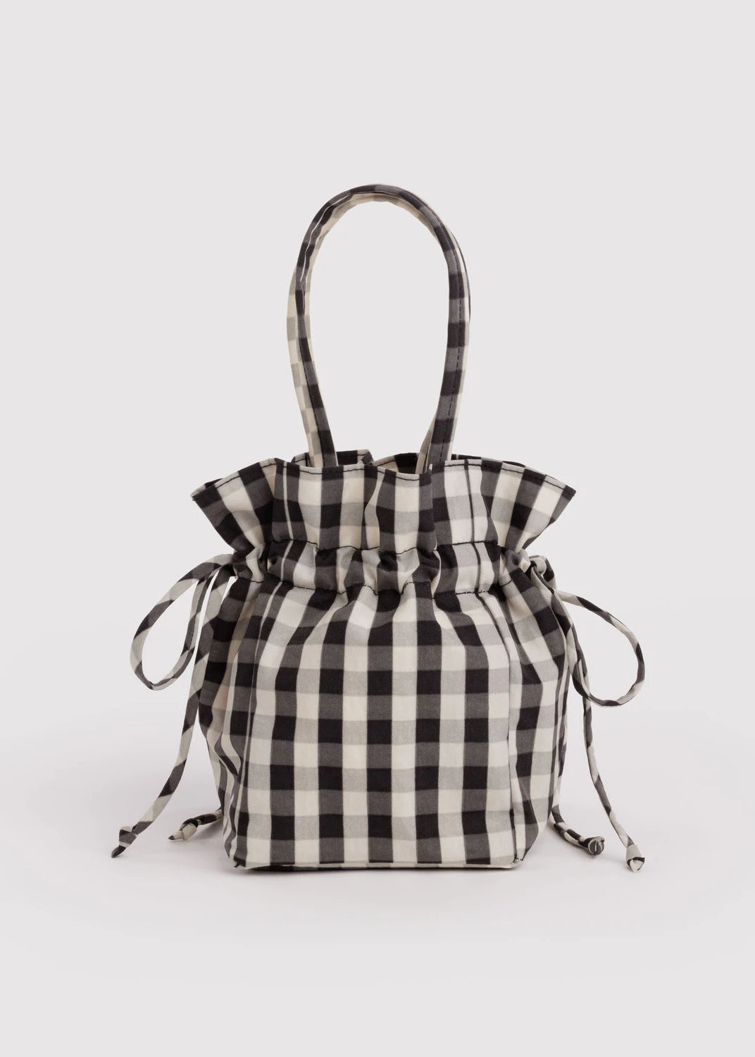 Baggu Drawstring Bag in Black and Cream Gingham