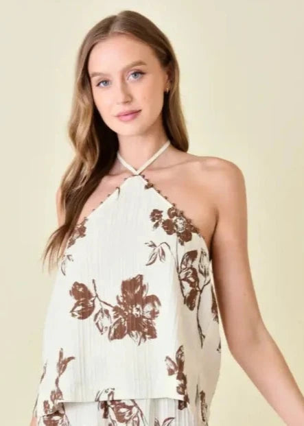 Chocolate Floral Halter Top