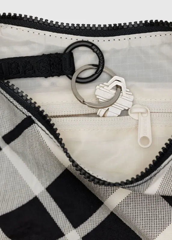 BAGGU Small Nylon Crescent Bag in Mixed Plaid