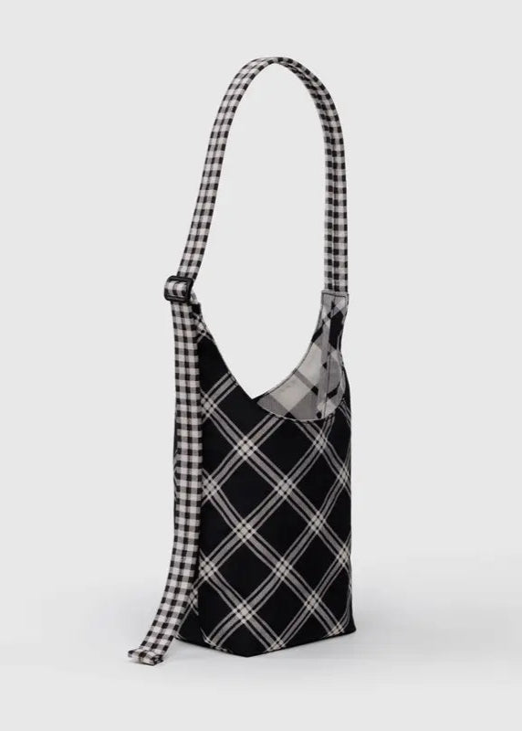 BAGGU Small Nylon Sling in Mixed Plaid