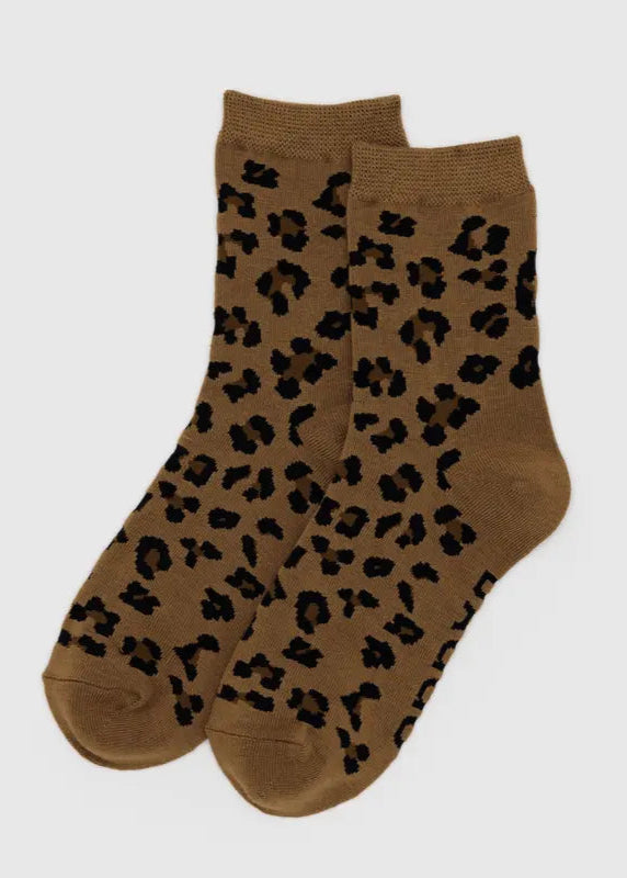 BAGGU Crew Sock in Dark Leopard