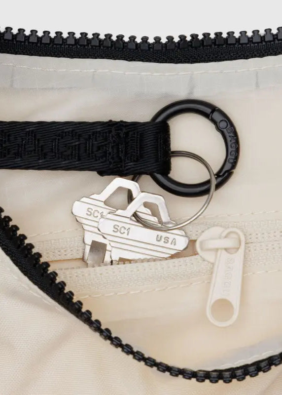 BAGGU Small Nylon Crescent Bag in Embroidered Shells