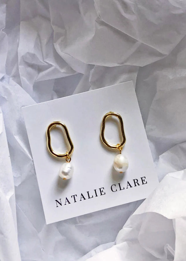 Abstract Pearl Earrings