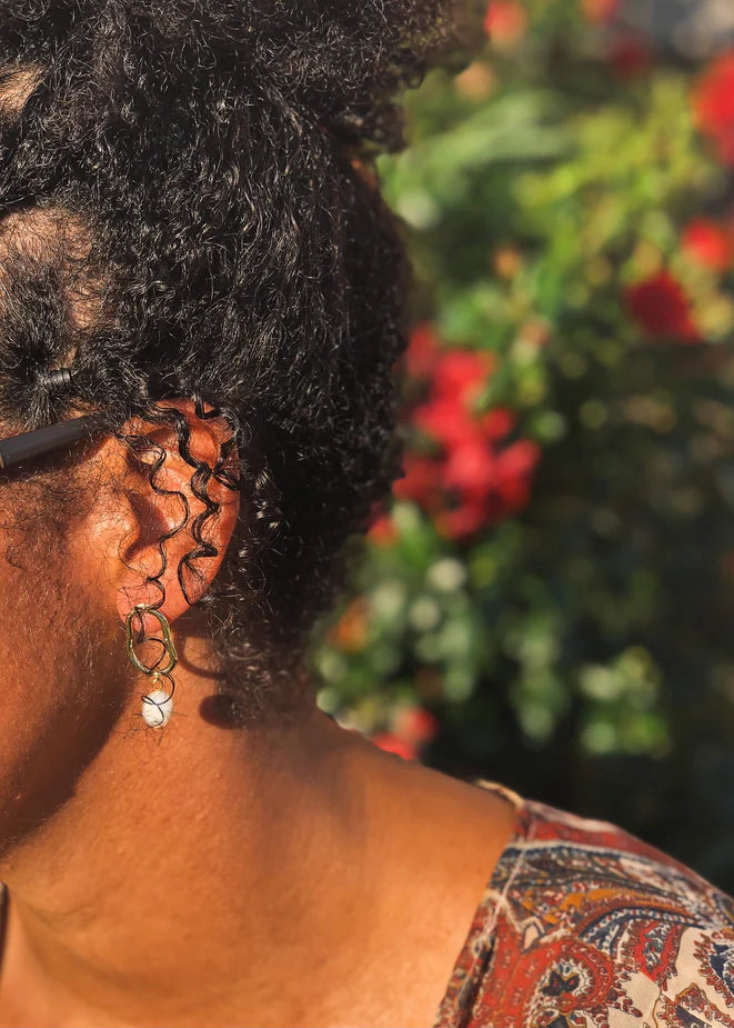 Abstract Pearl Earrings