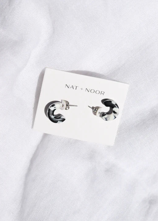Nat + Noor Mali Hoop Earrings in Black and White