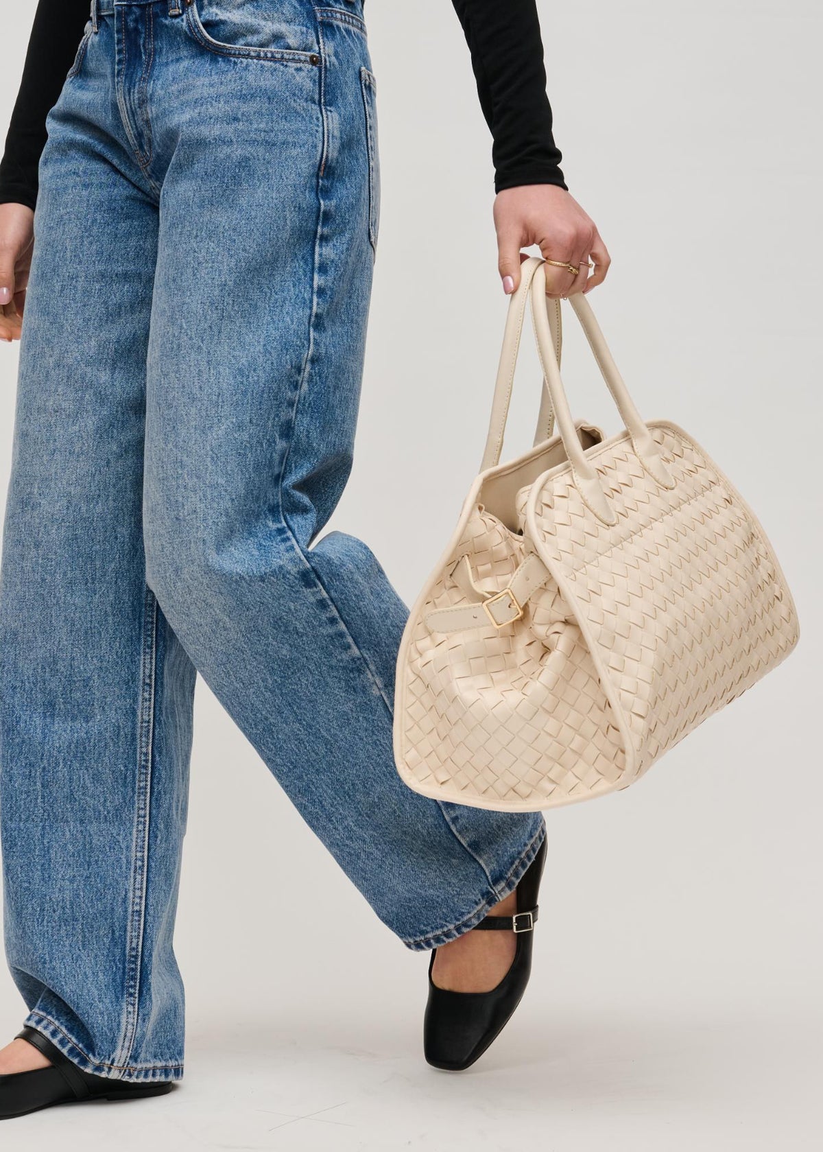 Rhonda Woven Tote in Ivory