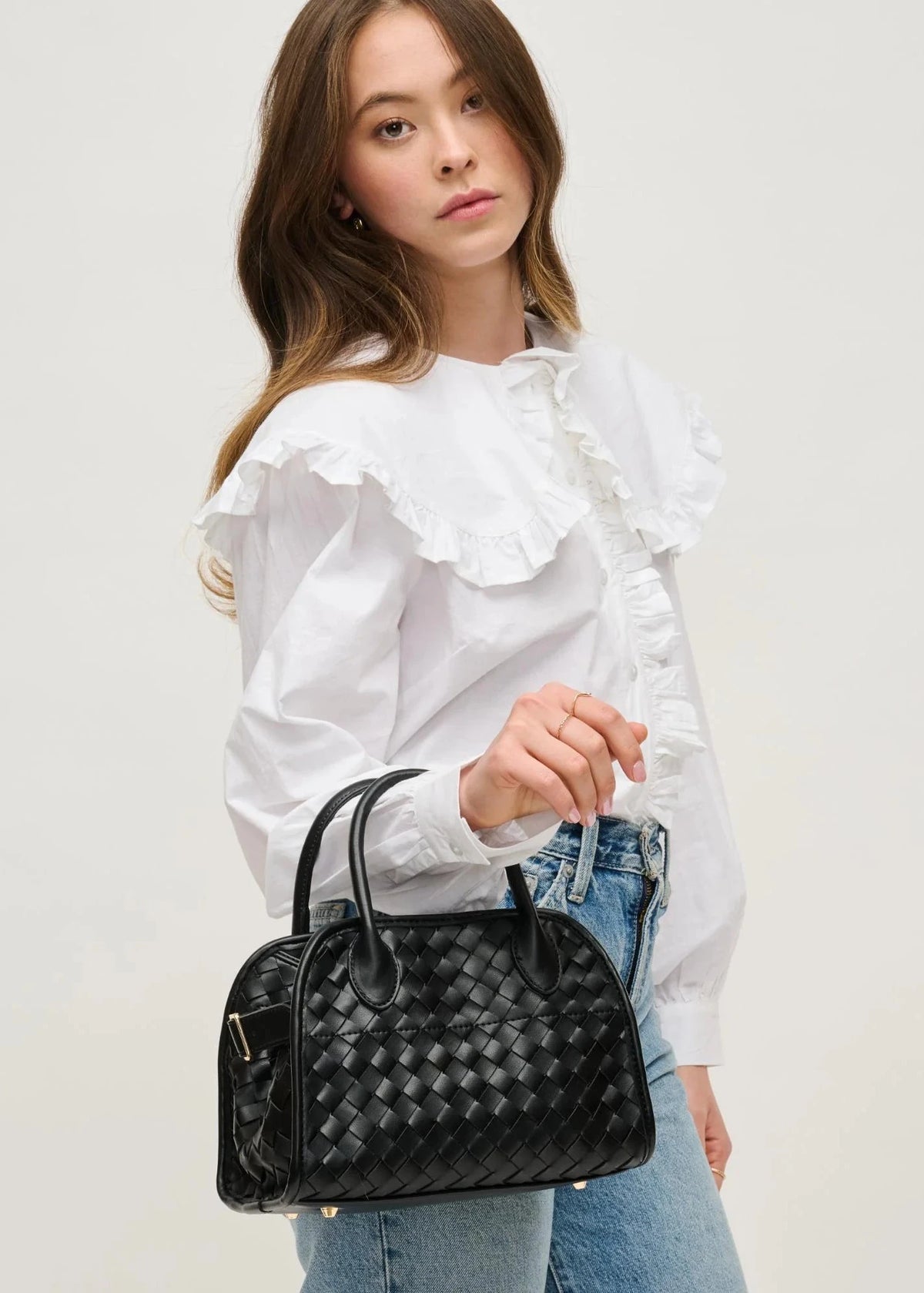 Kristie Woven Crossbody in Black