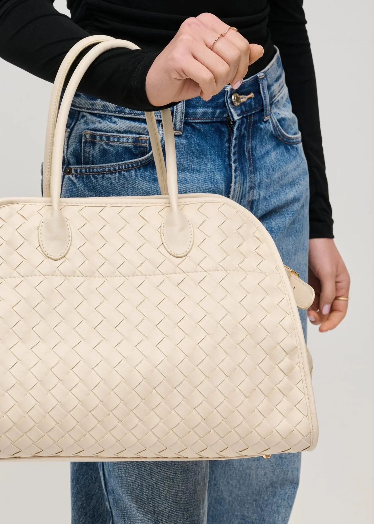 Rhonda Woven Tote in Ivory