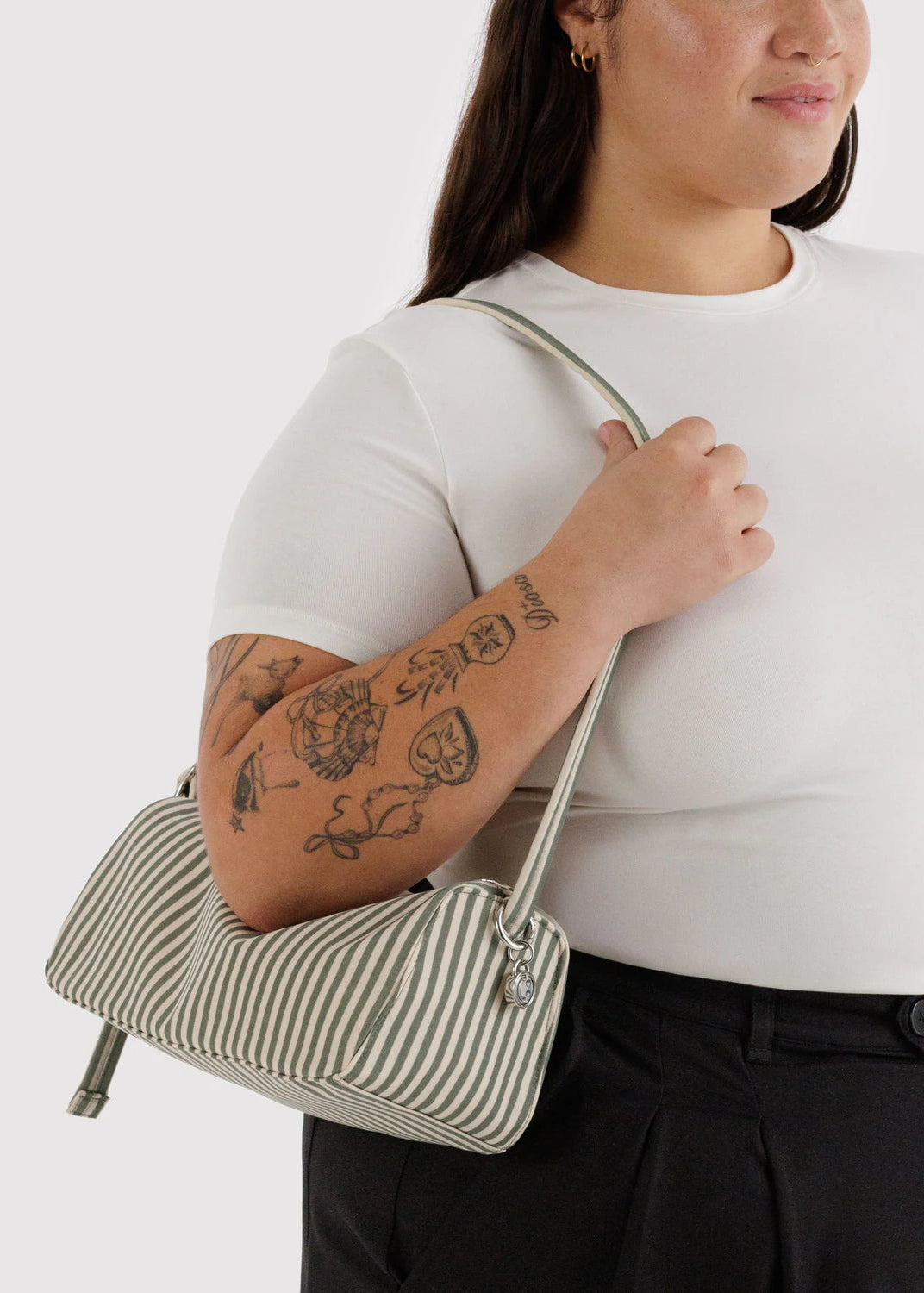 Baggu Nylon Loaf Bag in Sage Stripe