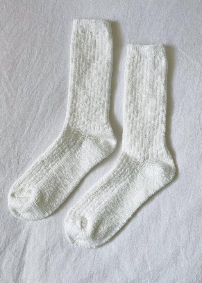 Cottage Socks in White Linen